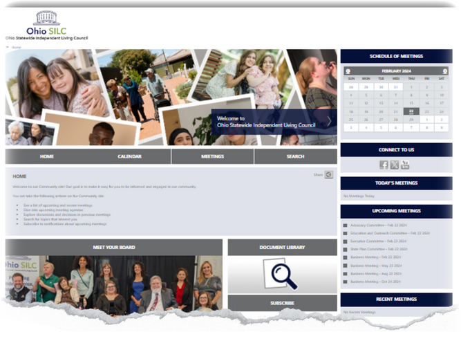Screenshot of new meeting website